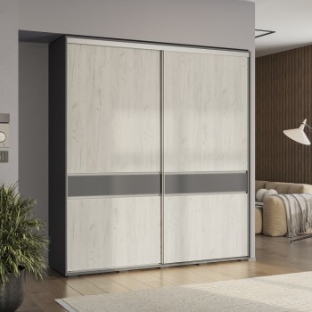 Шкаф-купе "Крафт-10" Графит/Дуб крафт белый (BTS)